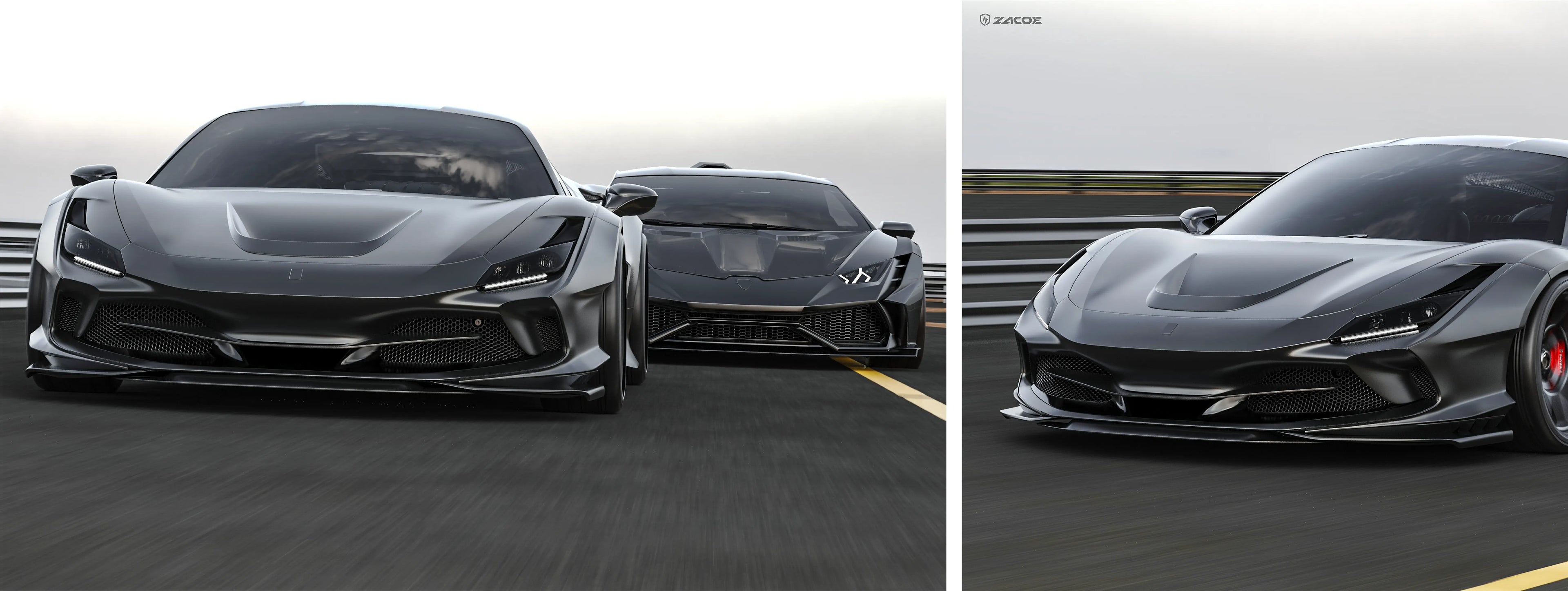 ZACOE Ferrari F8 Tributo widebody carbon fiber kit street scene1