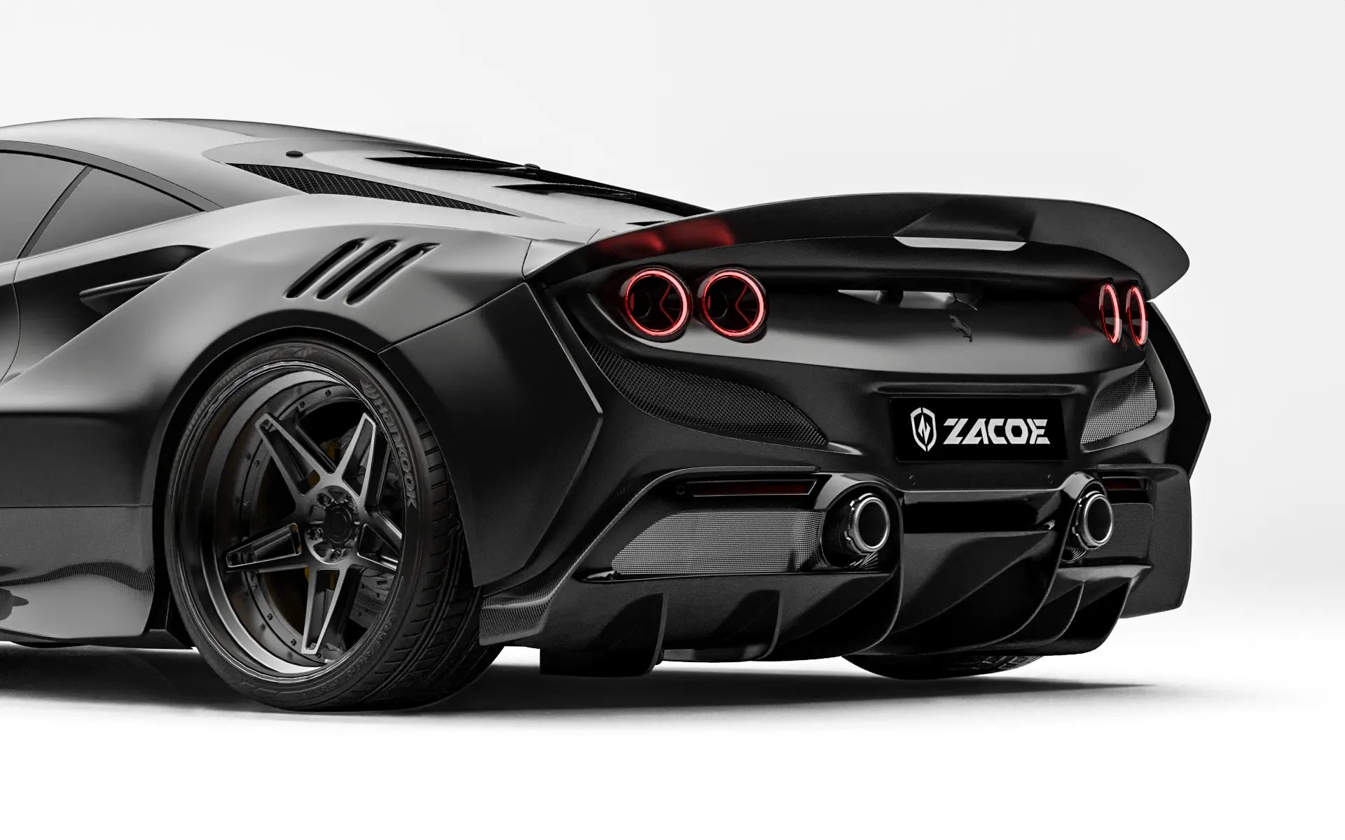 ZACOE Ferrari F8 Tributo carbon fiber front splitter detail