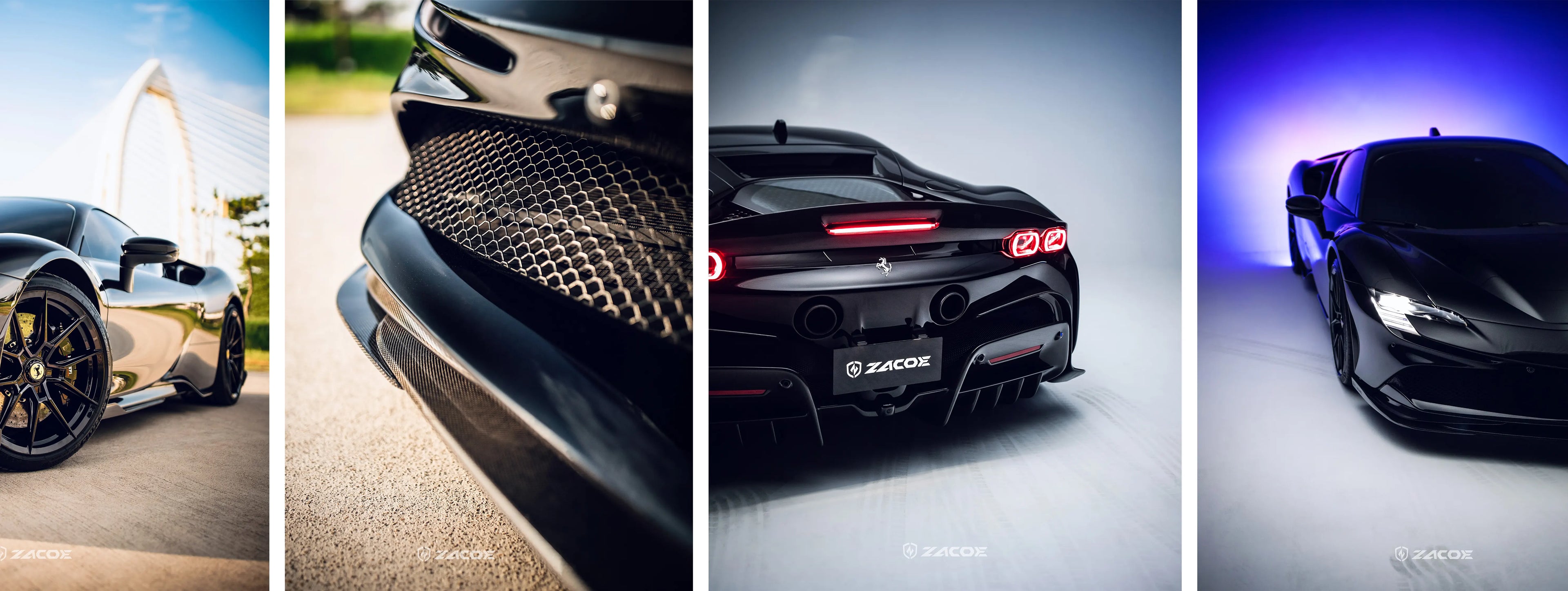 ZACOE Ferrari SF90 Stradale carbon fiber body kit street scene3