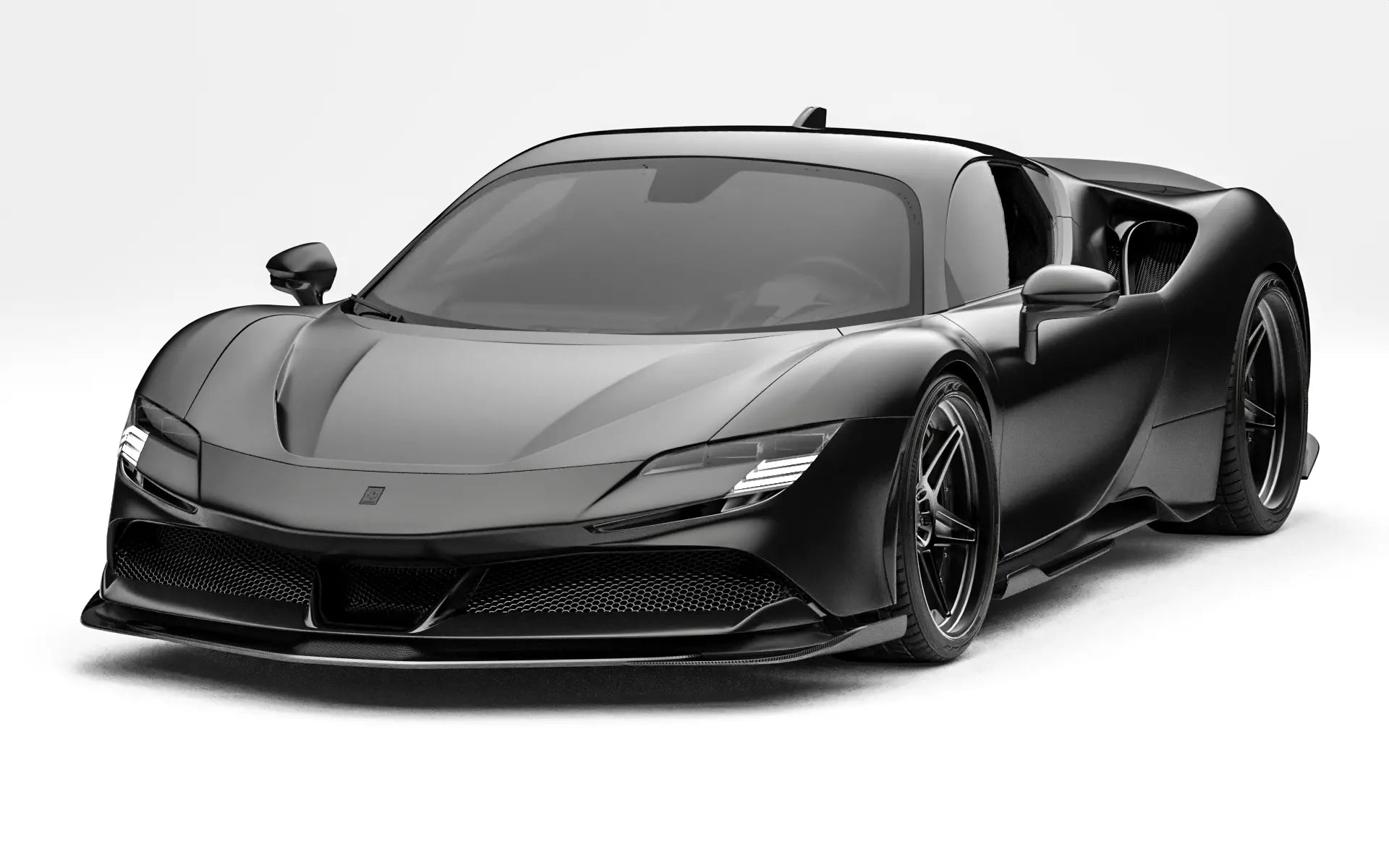 ZACOE Ferrari SF90 Stradale carbon fiber body kit front three quarter view