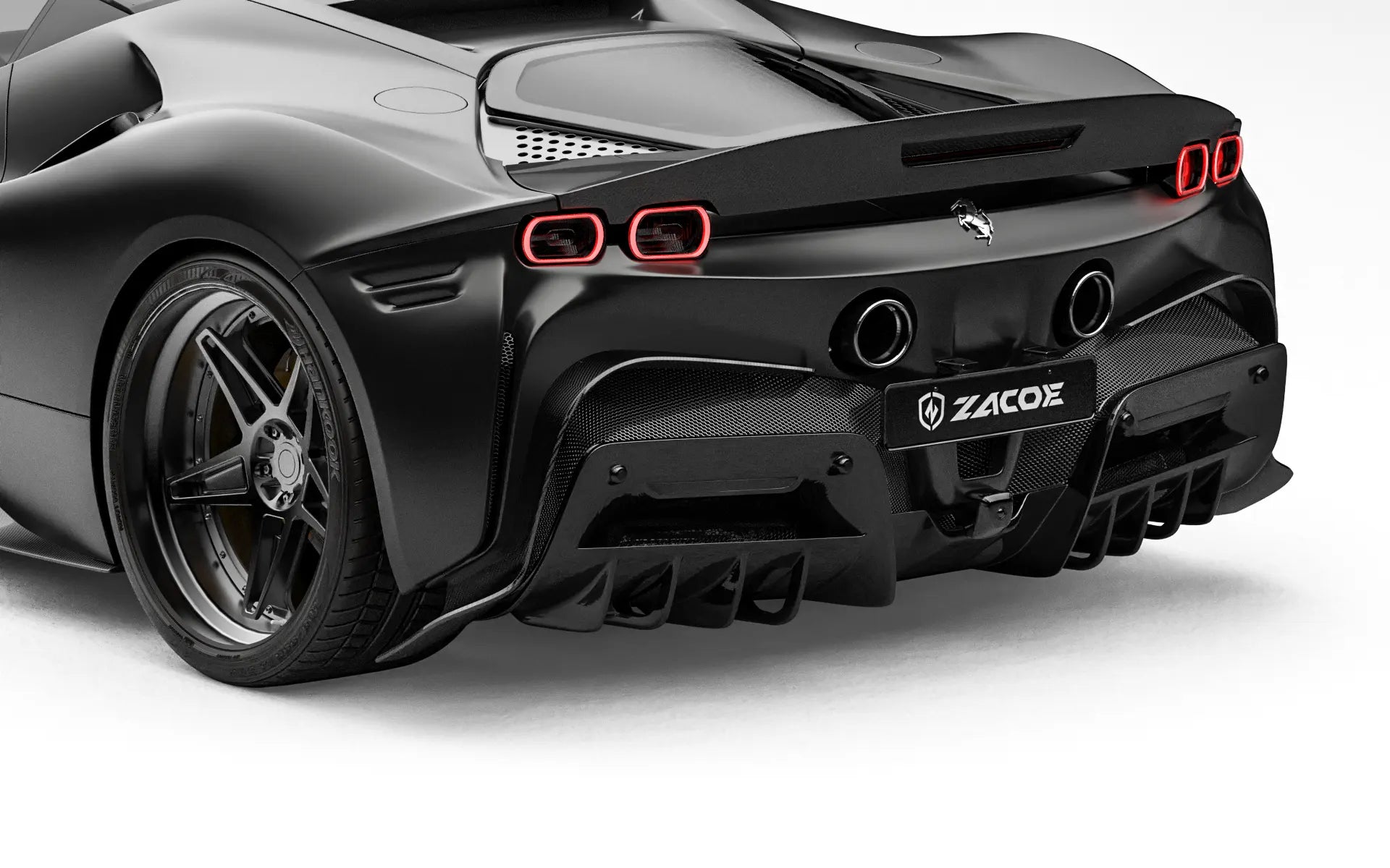ZACOE Ferrari SF90 Stradale carbon fiber rear diffuser detail