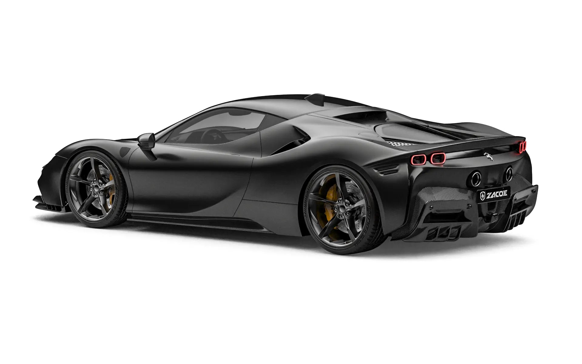Ferrari SF90 Stradale stock rear three quarter view