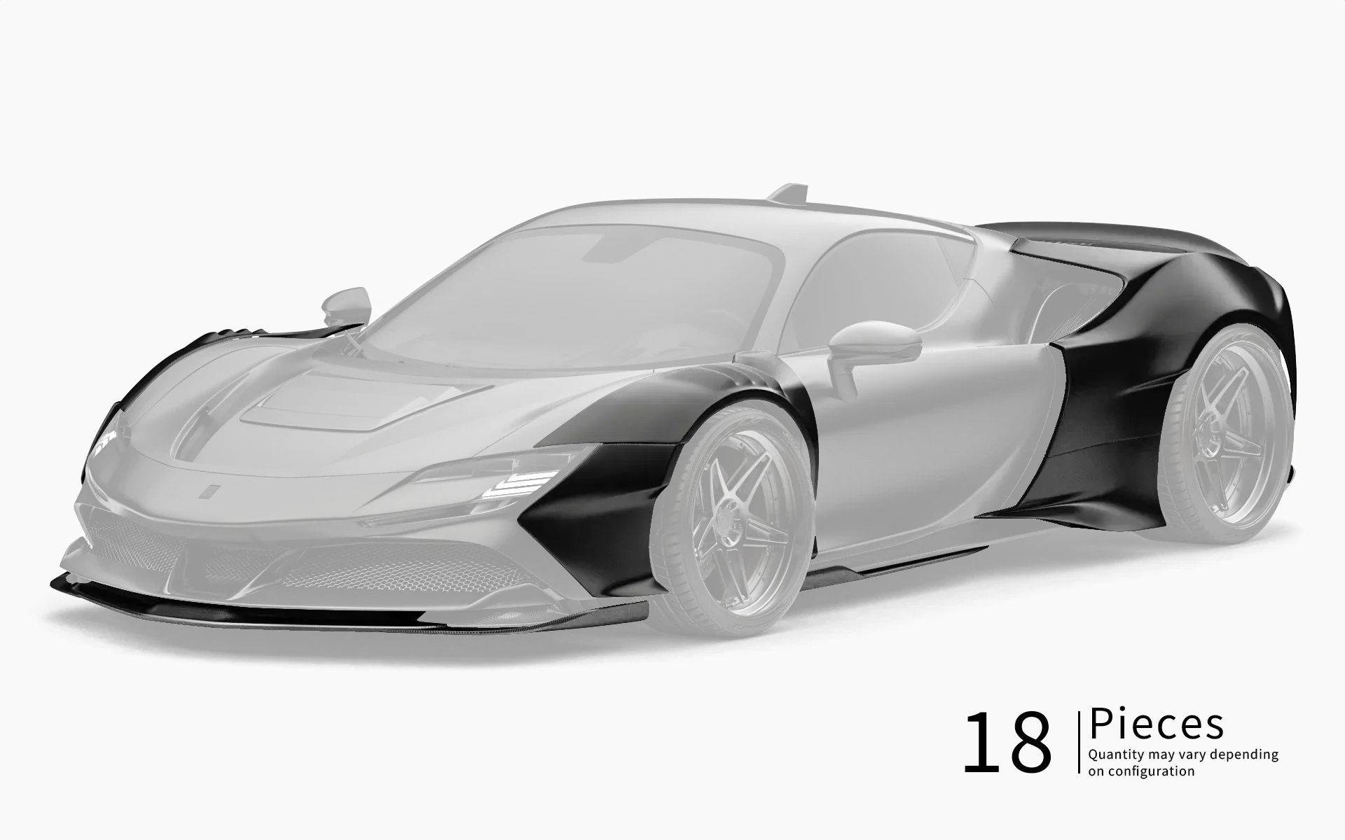 ZACOE Ferrari SF90 Stradale widebody carbon fiber kit front three quarter view