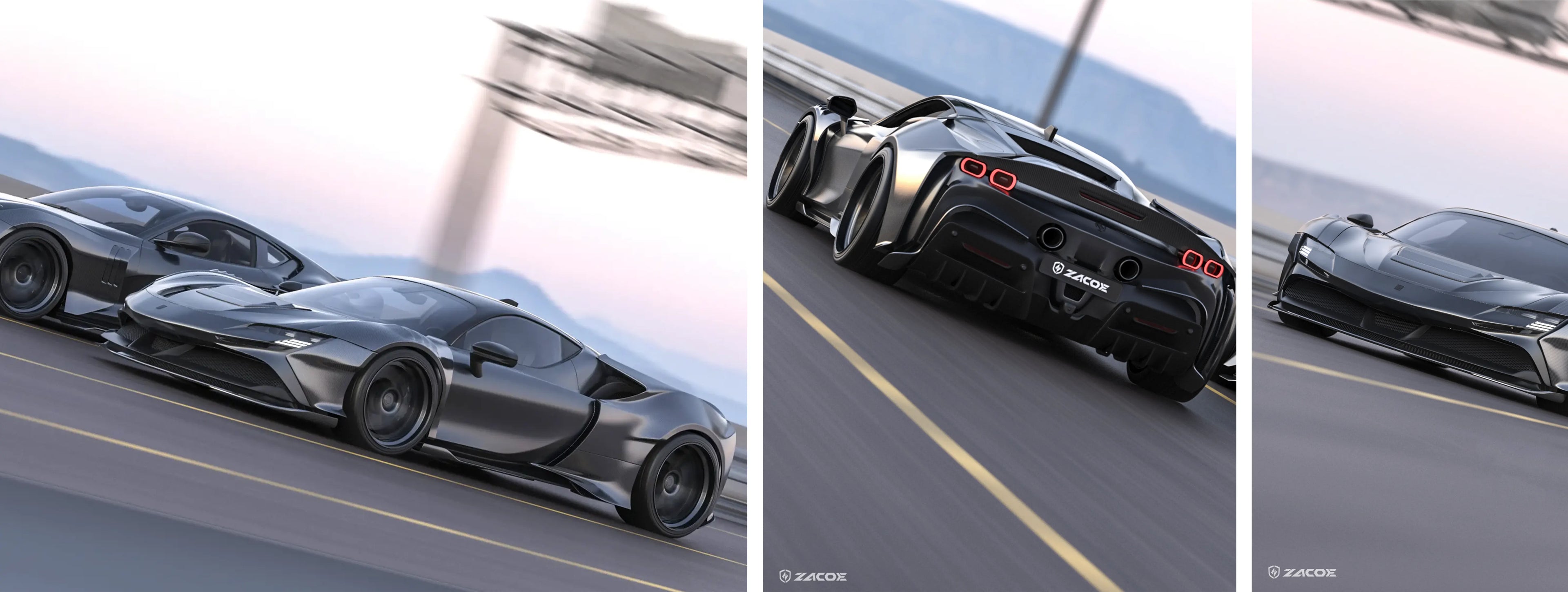 ZACOE Ferrari SF90 Stradale widebody carbon fiber kit street scene1