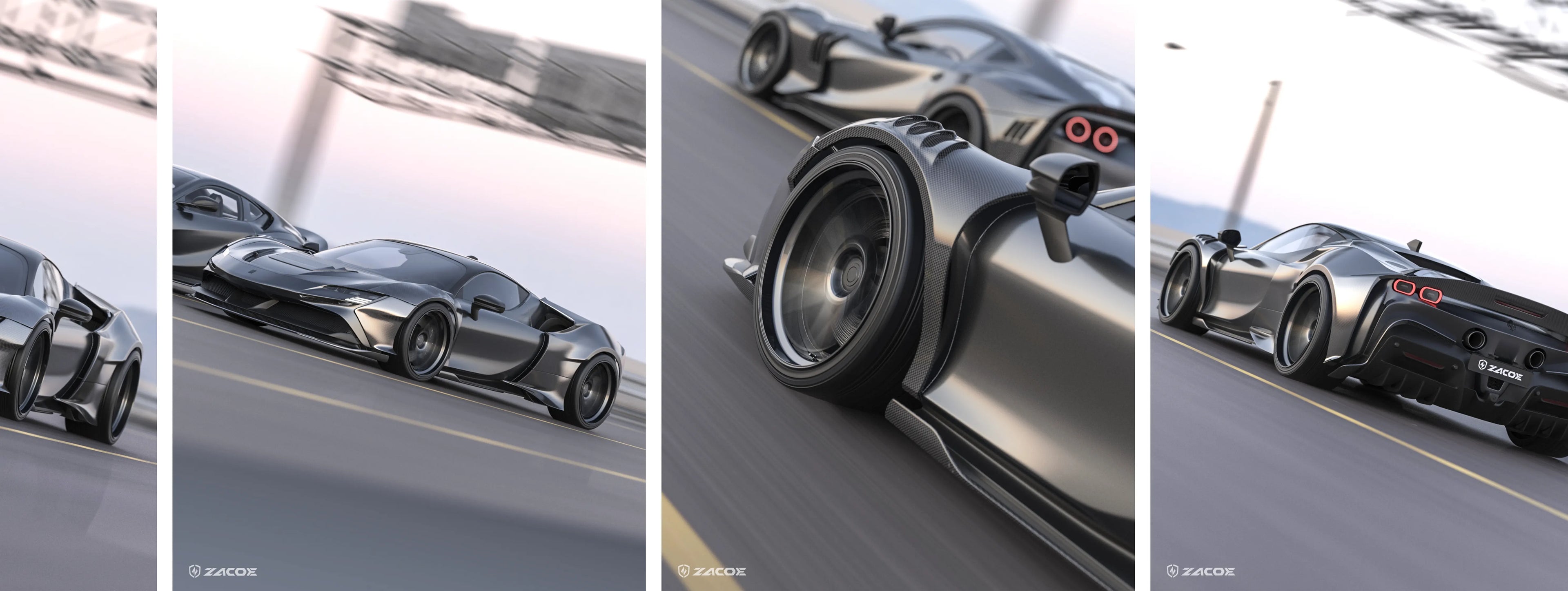 ZACOE Ferrari SF90 Stradale widebody carbon fiber kit street scene2
