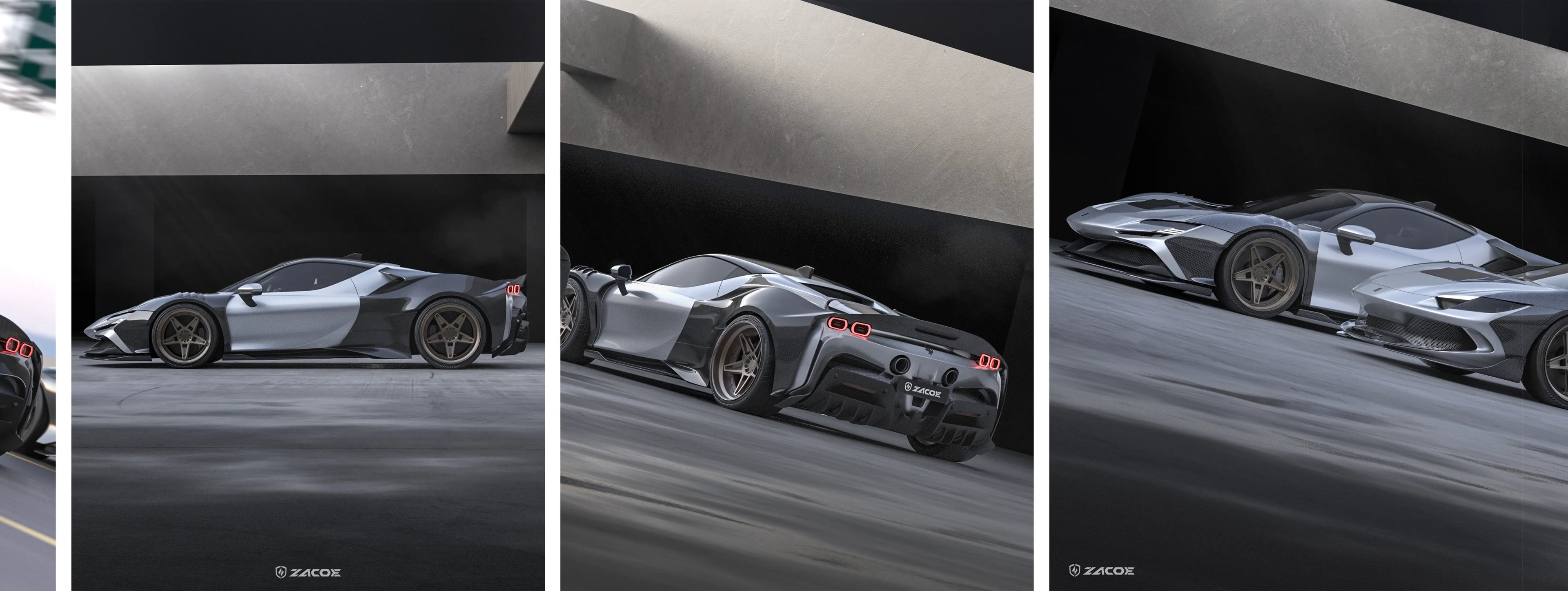 ZACOE Ferrari SF90 Stradale widebody carbon fiber kit street scene3