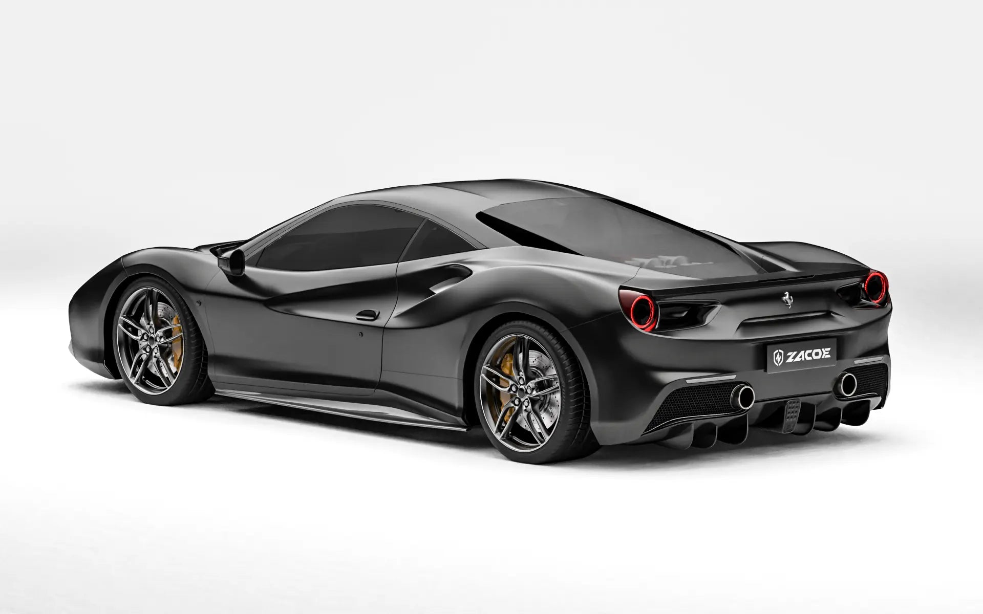 Ferrari 488 GTB before carbon fiber body kit rear three quarter view