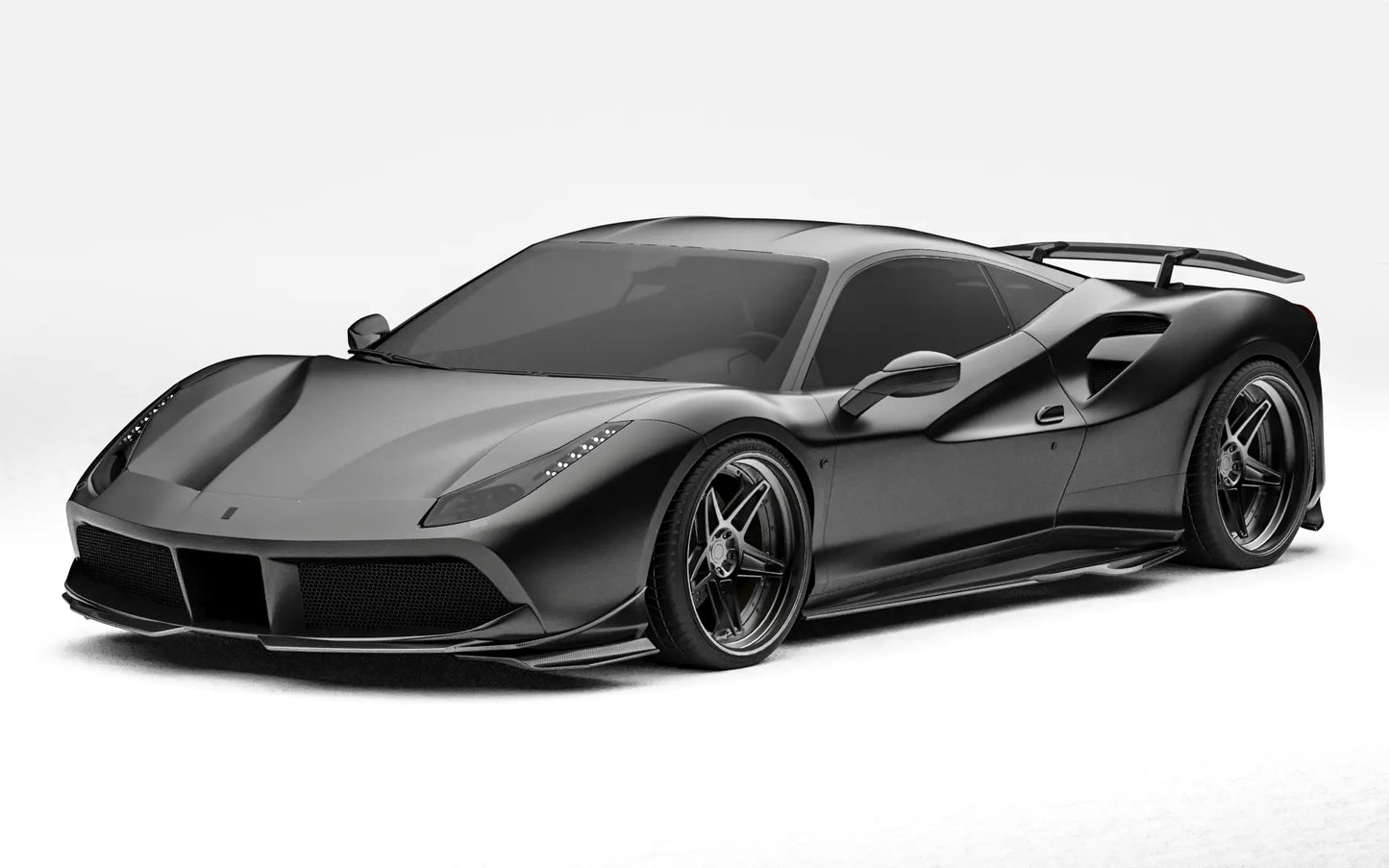 ZACOE Ferrari 488 GTB carbon fiber body kit front three quarter view