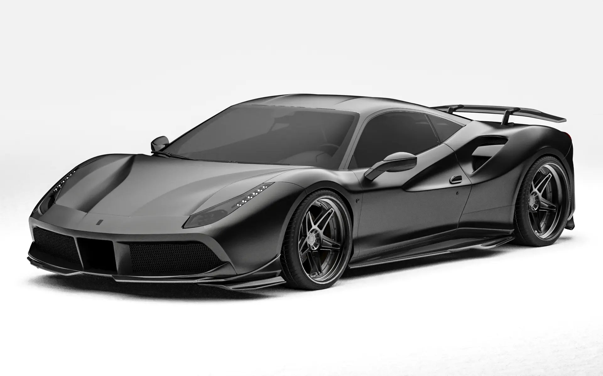 ZACOE Ferrari 488 GTB carbon fiber body kit front three quarter view