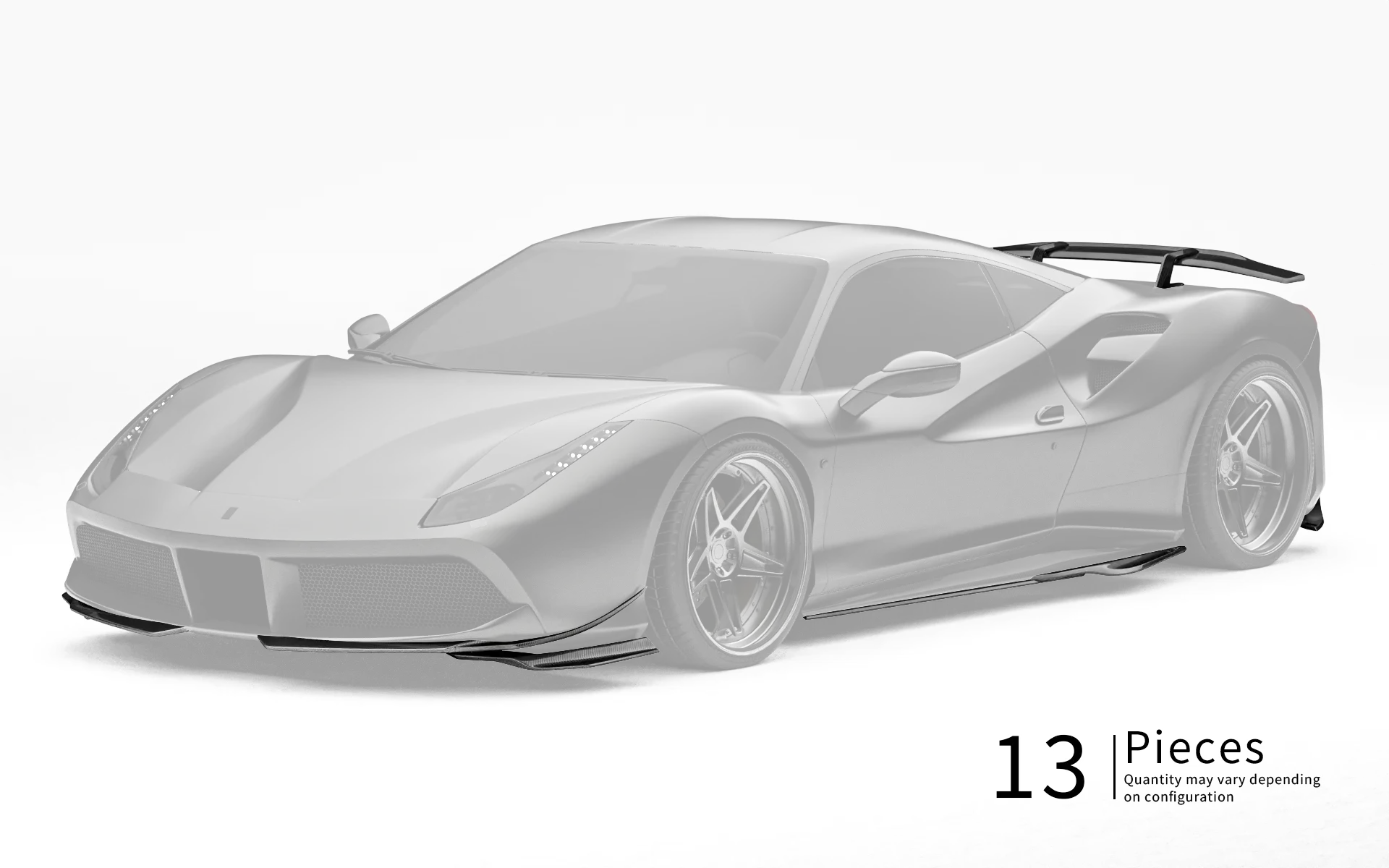 ZACOE Ferrari 488 GTB carbon fiber body kit front three quarter view