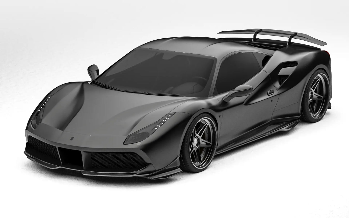 ZACOE Ferrari 488 GTB carbon fiber body kit front three quarter view