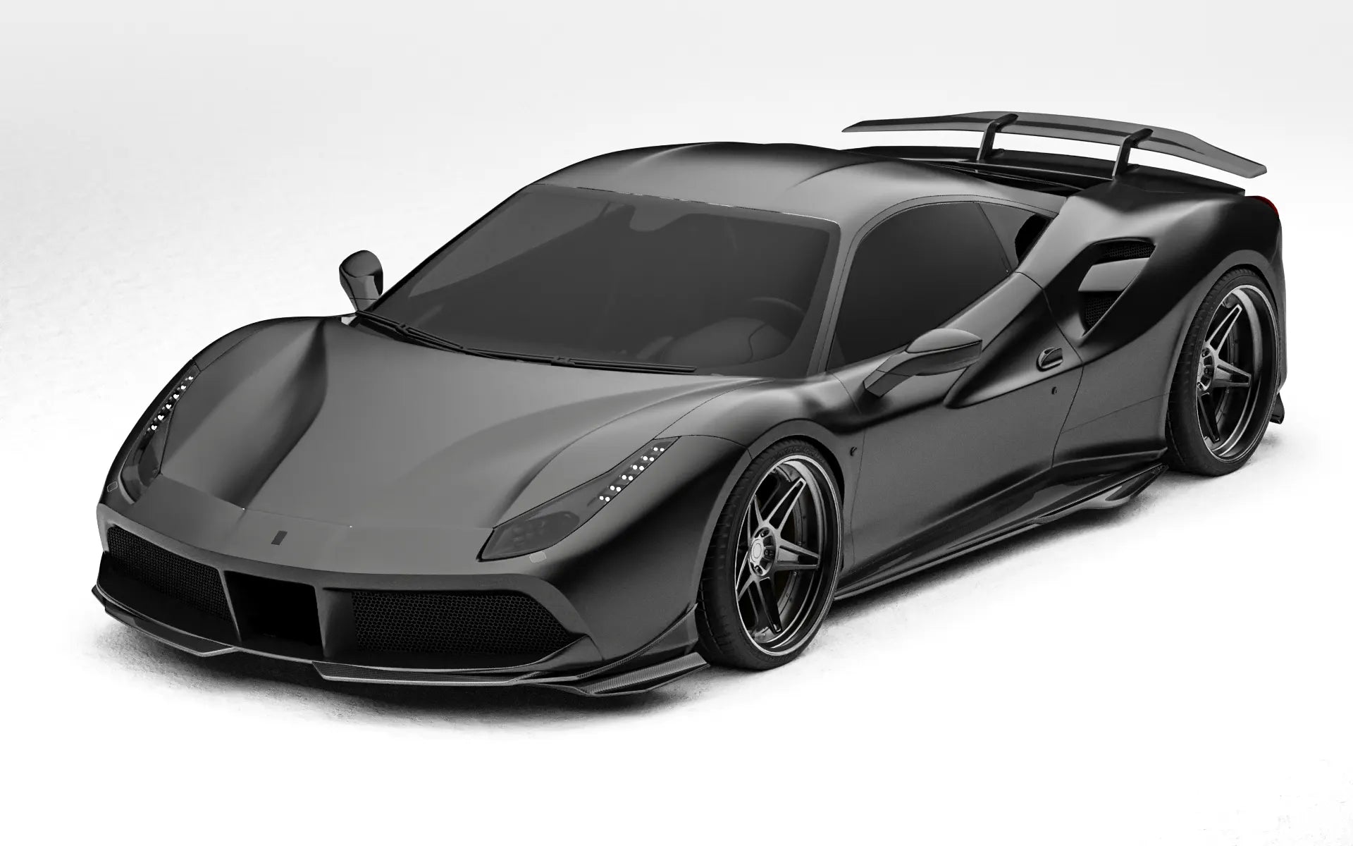ZACOE Ferrari 488 GTB carbon fiber body kit front three quarter view