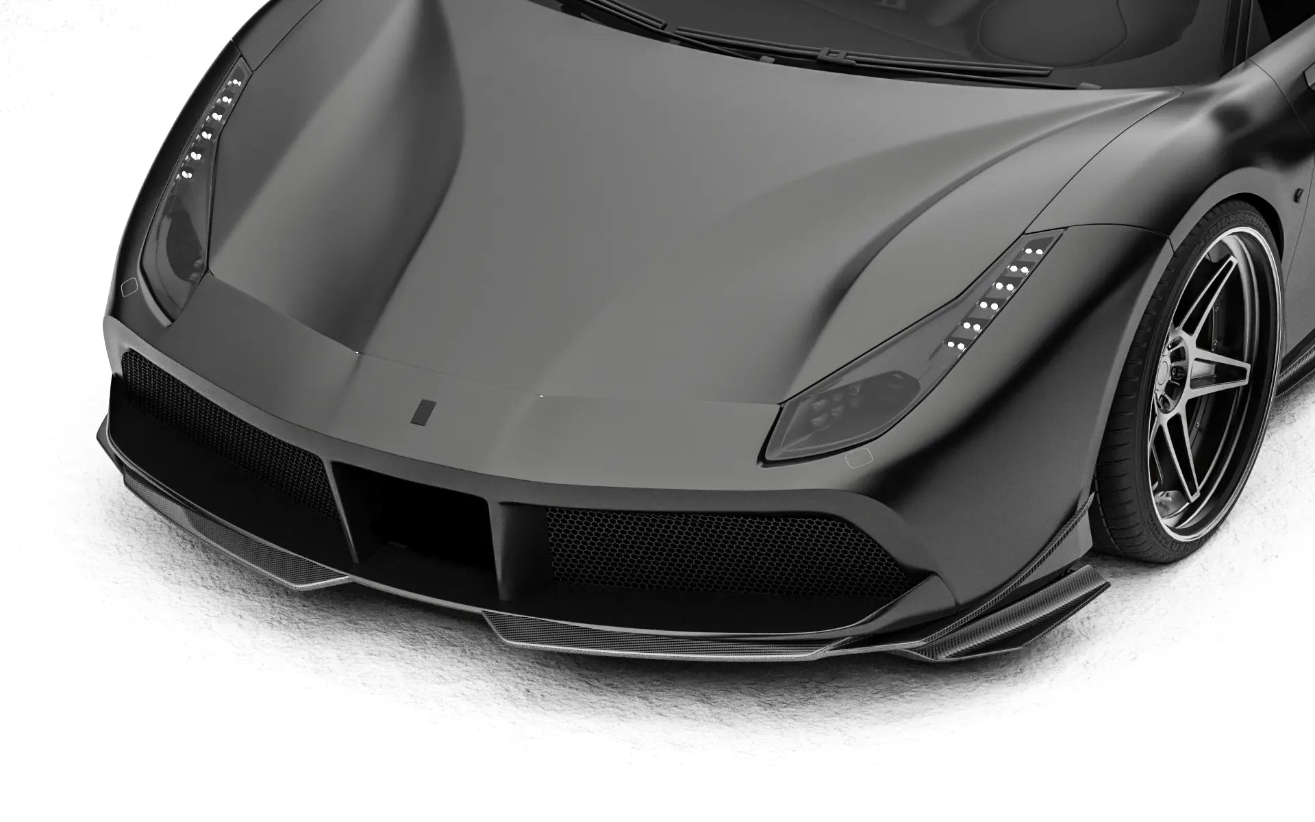 ZACOE Ferrari 488 GTB carbon fiber front splitter detail