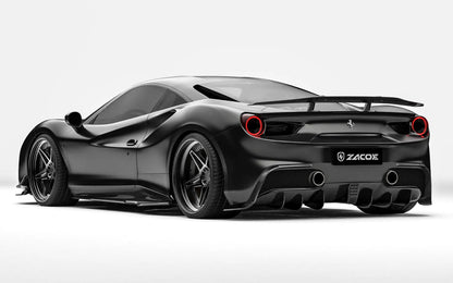 ZACOE Ferrari 488 GTB carbon fiber body kit rear three quarter view