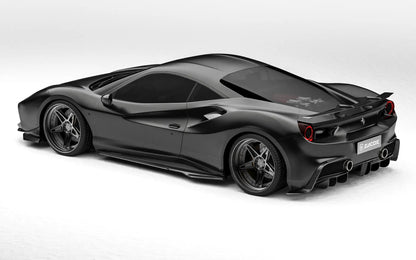 ZACOE Ferrari 488 GTB carbon fiber body kit rear three quarter view