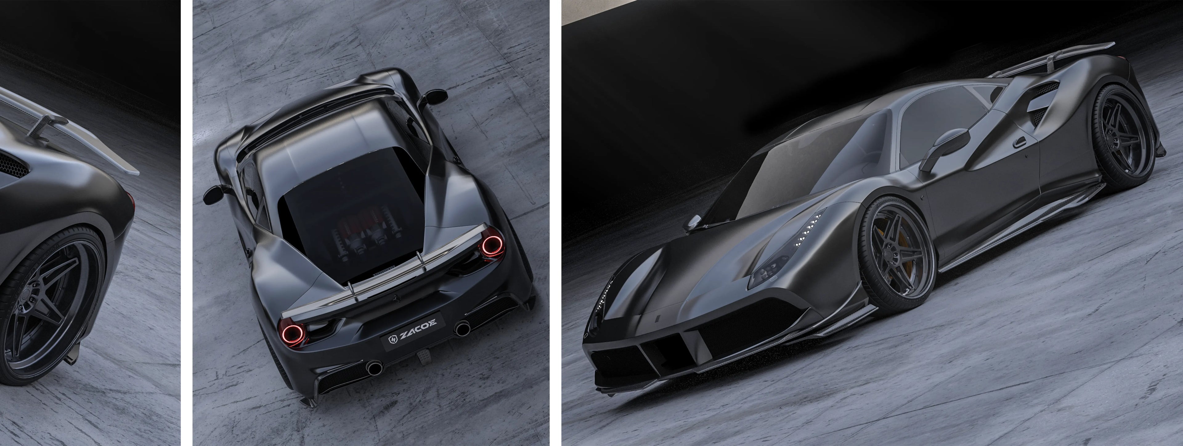 ZACOE Ferrari 488 GTB carbon fiber body kit real car scene 3