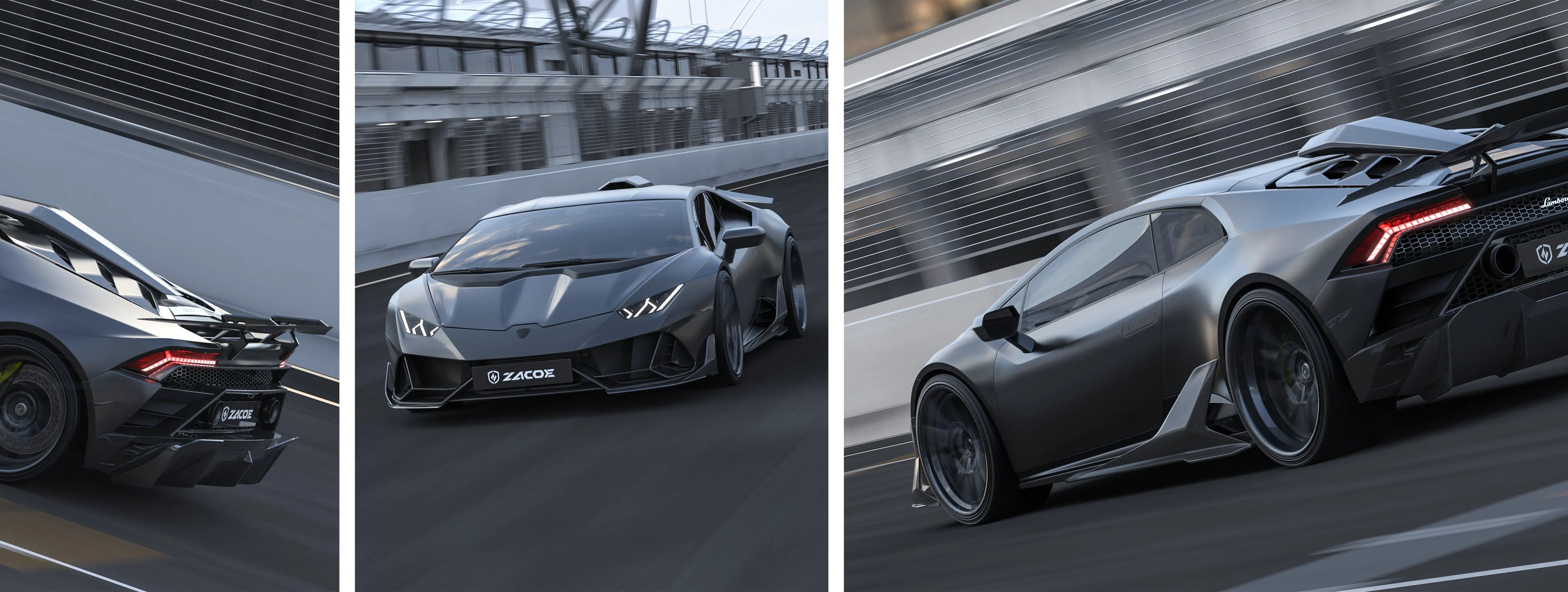ZACOE Lamborghini Huracan EVO carbon fiber body kit on road scene 2