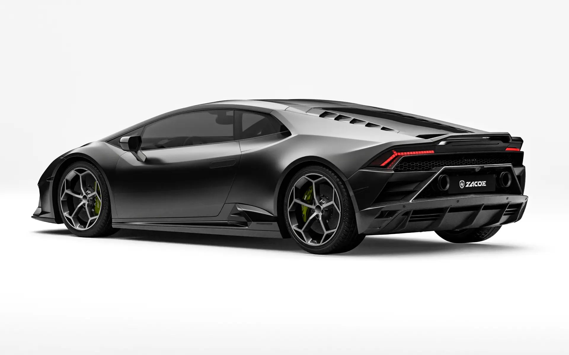 Lamborghini Huracan EVO stock rear three quarter view