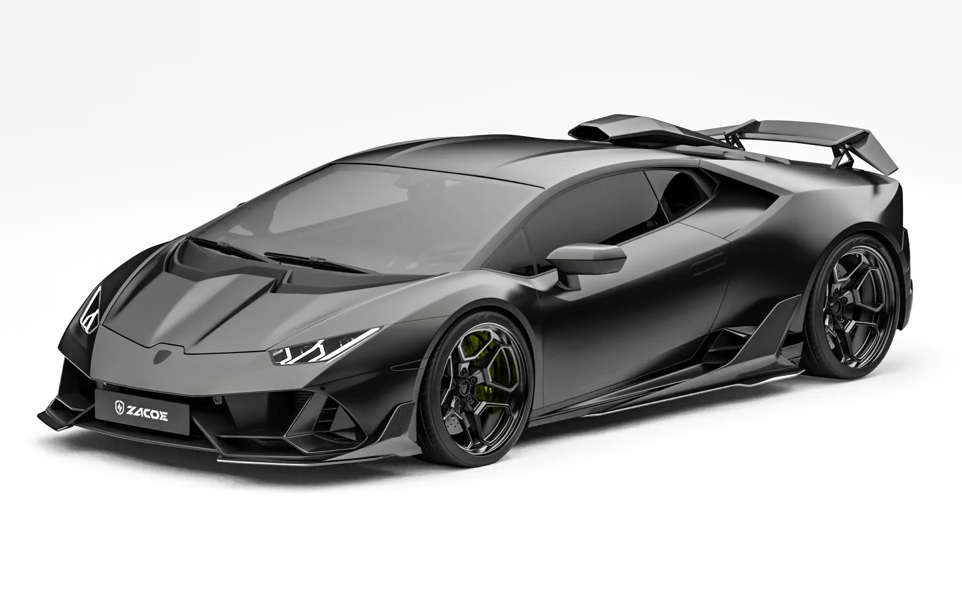 ZACOE Lamborghini Huracan EVO carbon fiber body kit front three quarter view