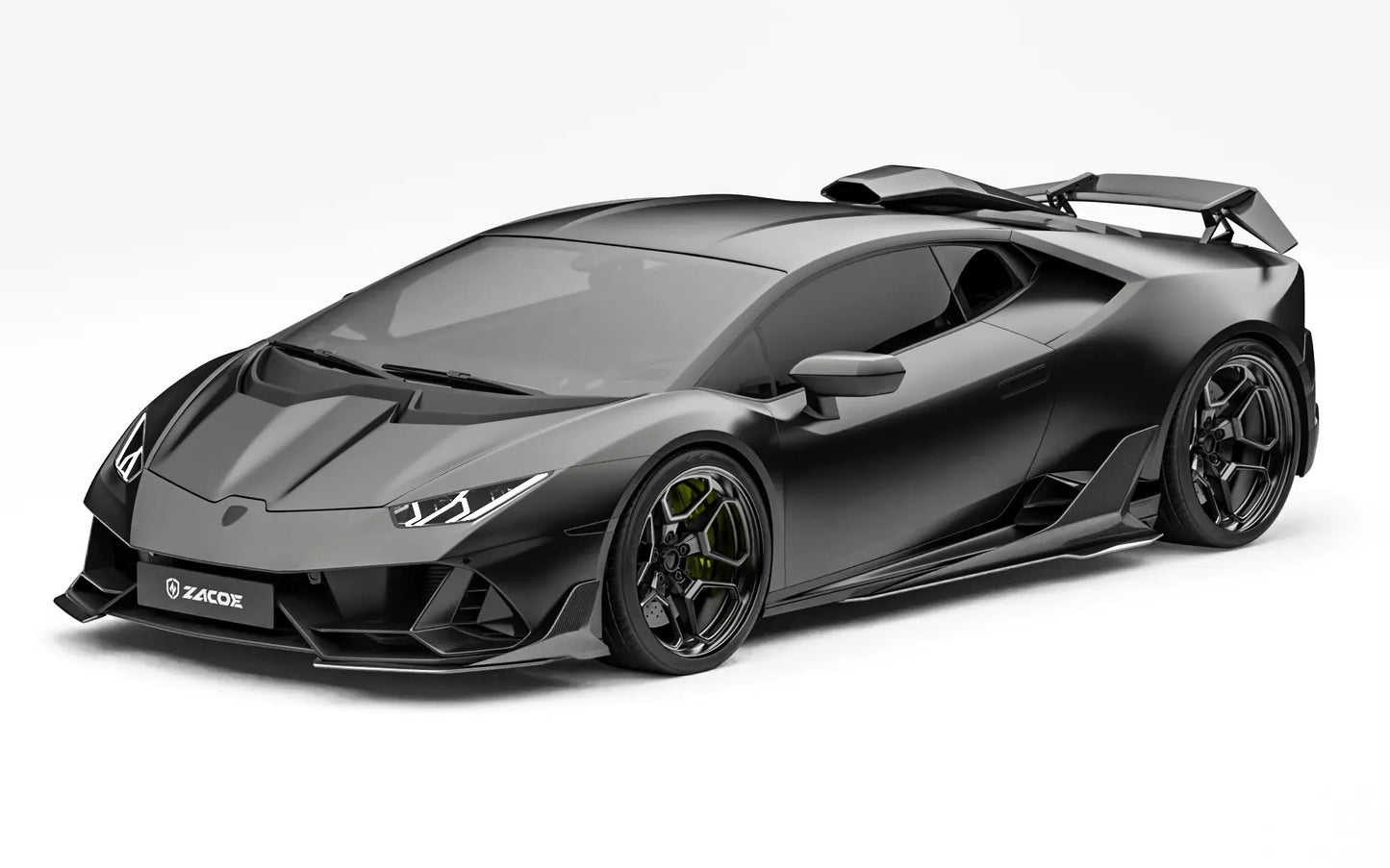 ZACOE Lamborghini Huracan EVO carbon fiber body kit front three quarter view