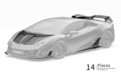 ZACOE Lamborghini Huracan EVO carbon fiber body kit front three quarter view
