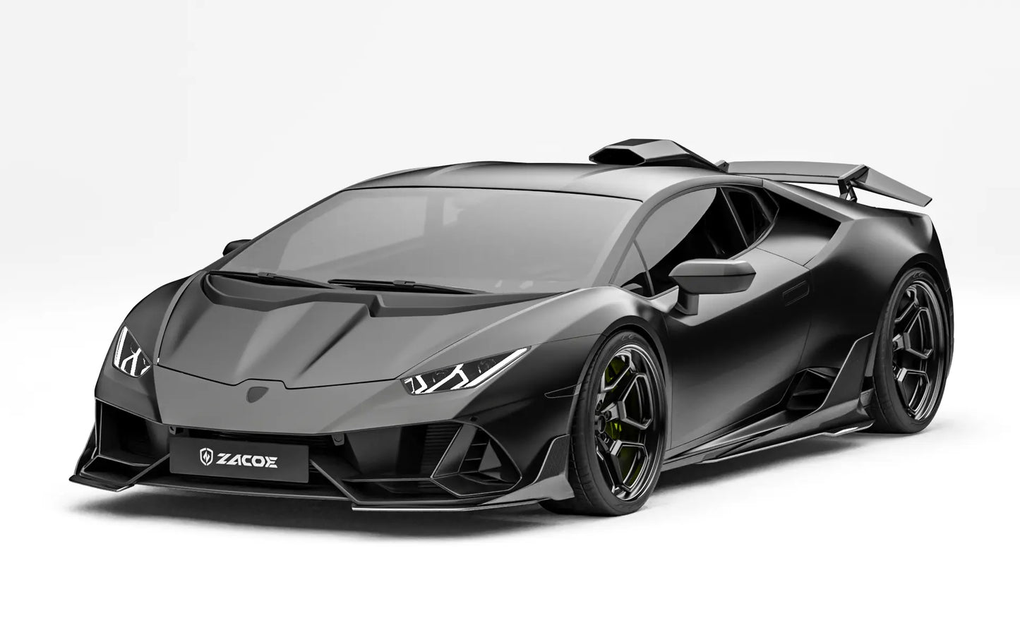ZACOE Lamborghini Huracan EVO carbon fiber body kit front three quarter view