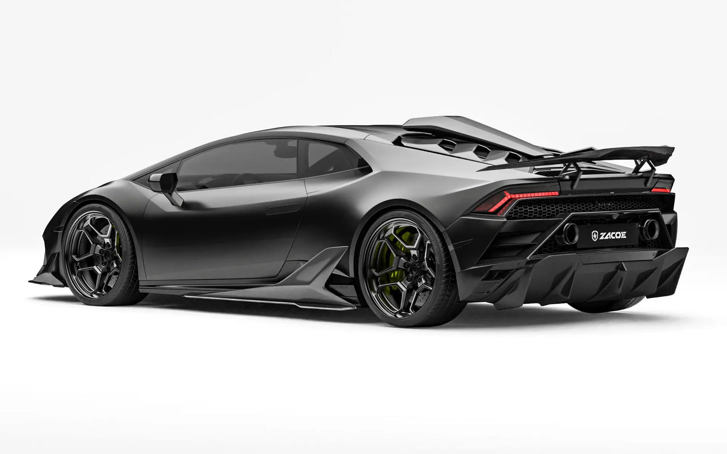 ZACOE Lamborghini Huracan EVO carbon fiber body kit rear three quarter view