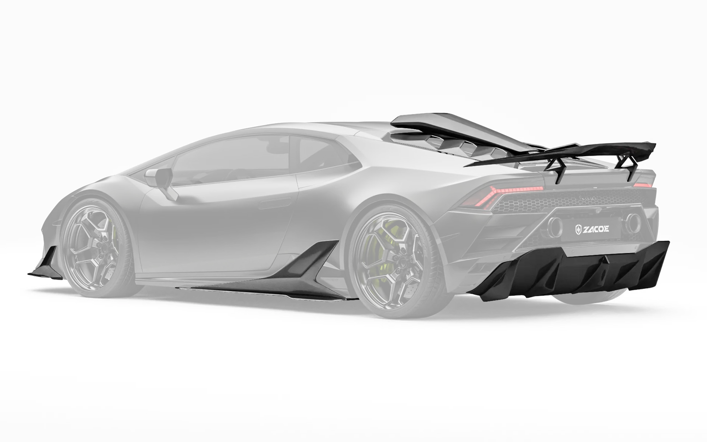 ZACOE Lamborghini Huracan EVO carbon fiber body kit rear three quarter view
