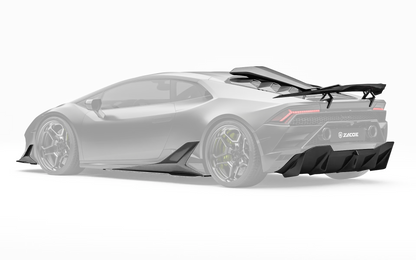 ZACOE Lamborghini Huracan EVO carbon fiber body kit rear three quarter view