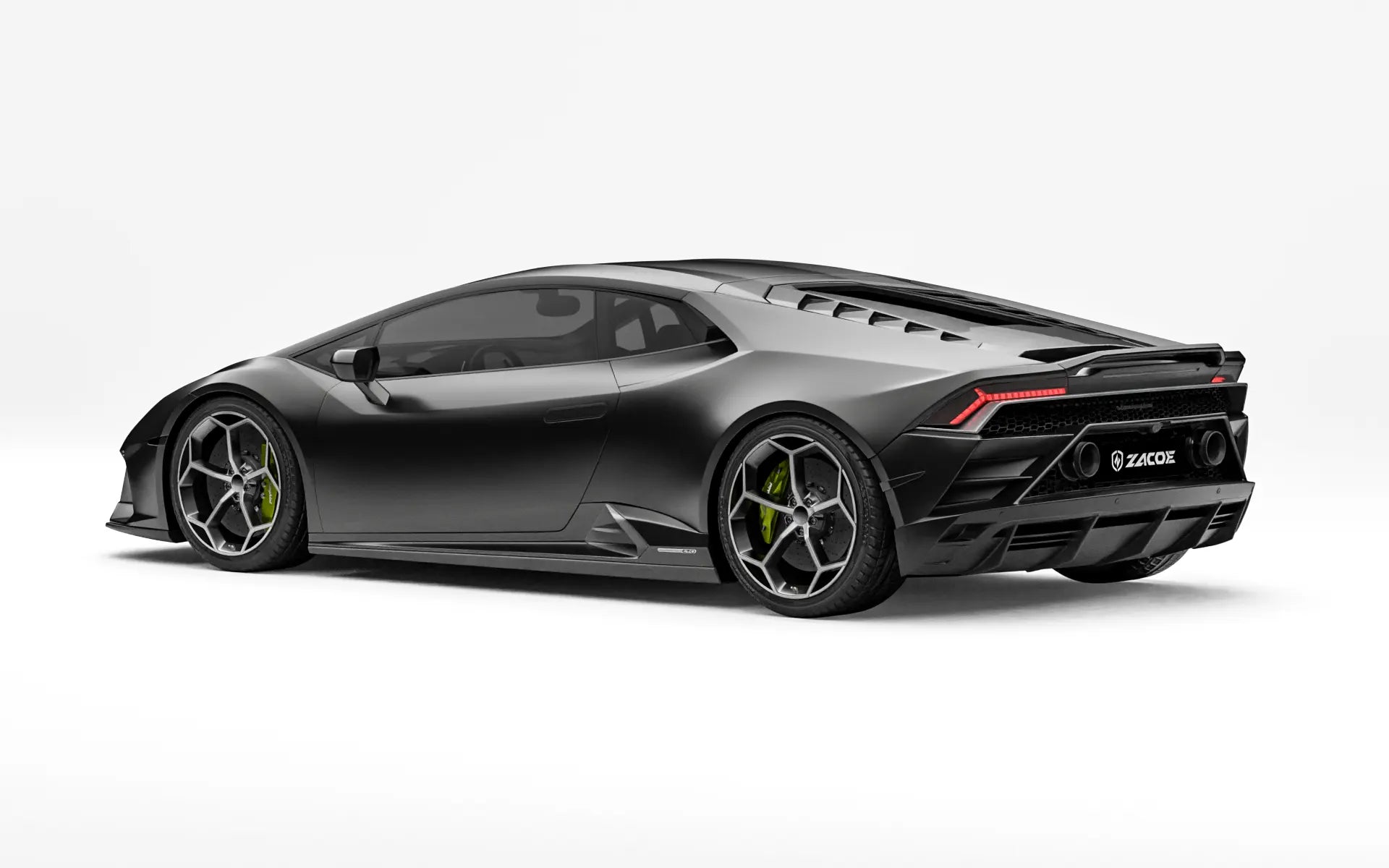 Lamborghini Huracan EVO stock rear three quarter view