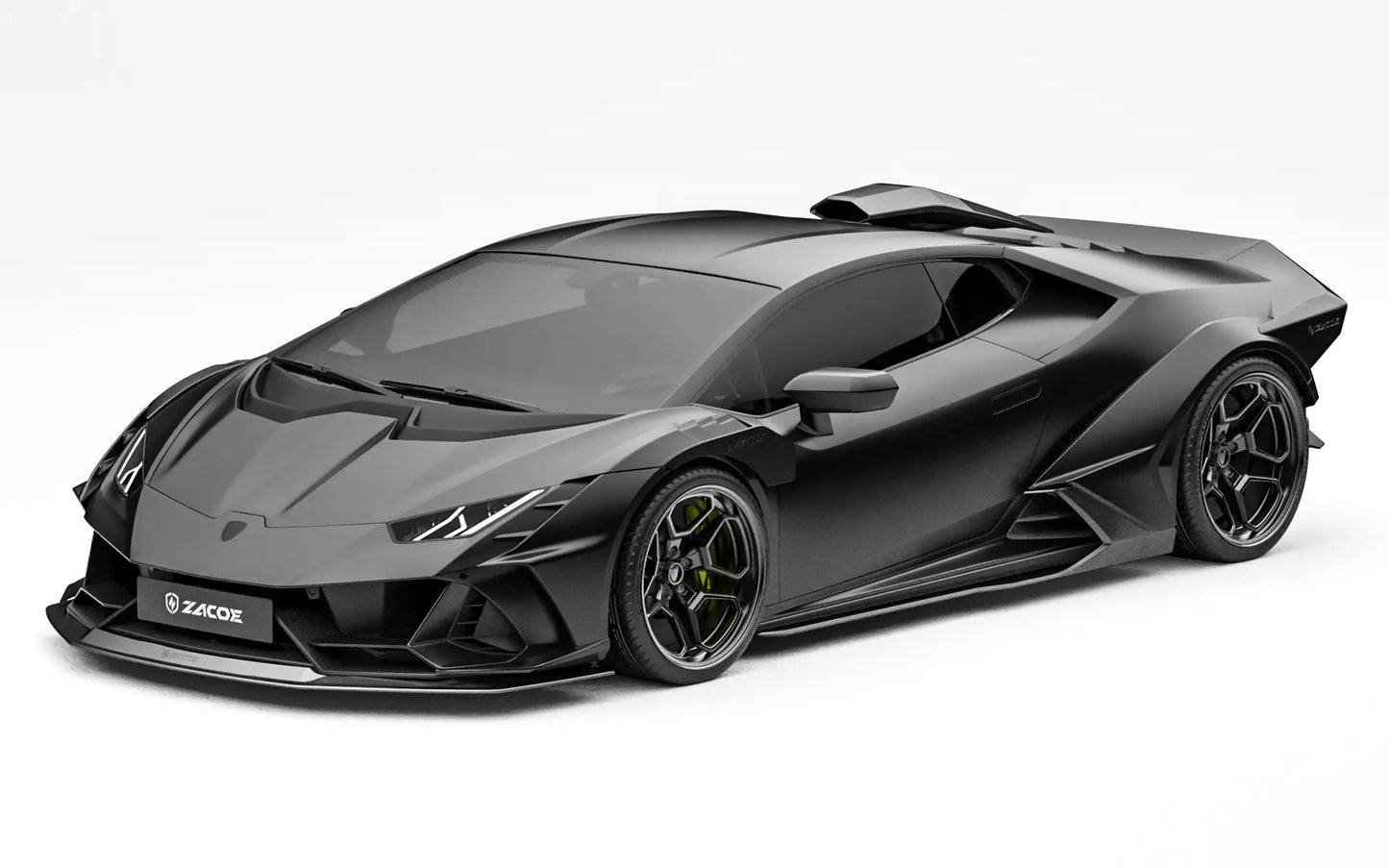 ZACOE Lamborghini Huracan EVO widebody carbon fiber kit front three quarter view