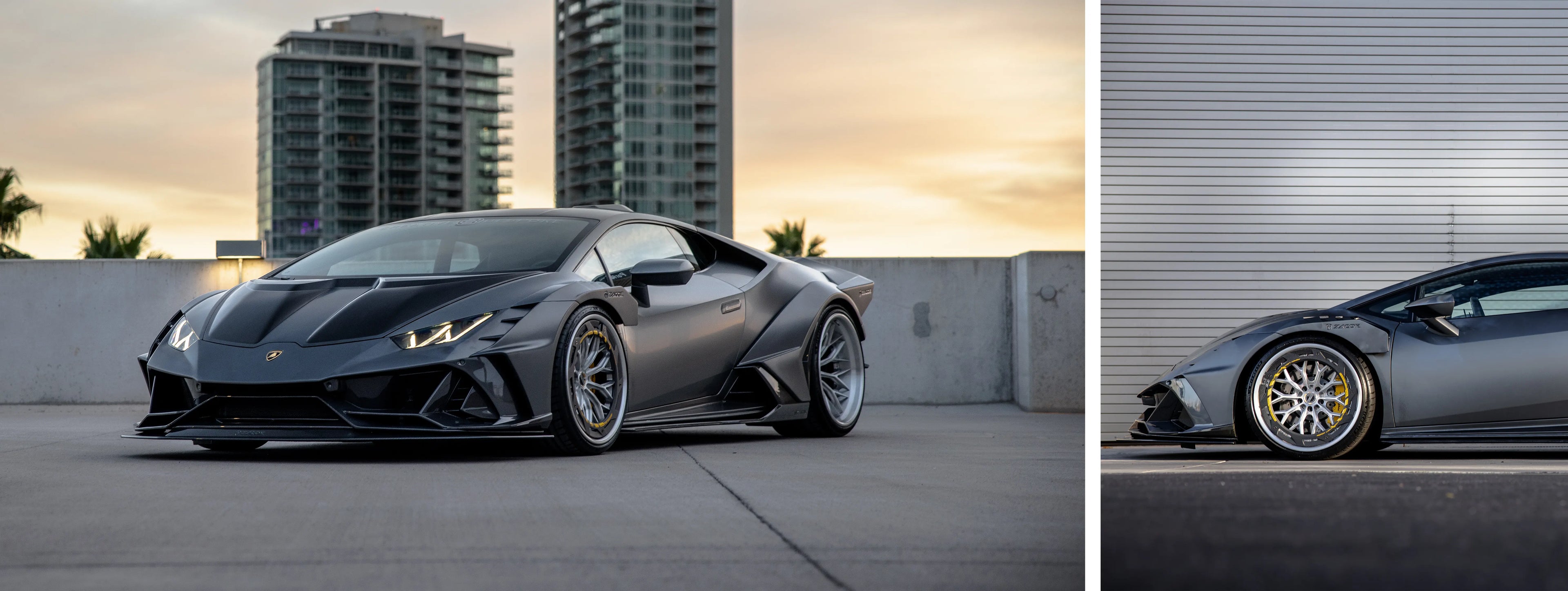 ZACOE Lamborghini Huracan EVO widebody carbon fiber kit on road scene 1