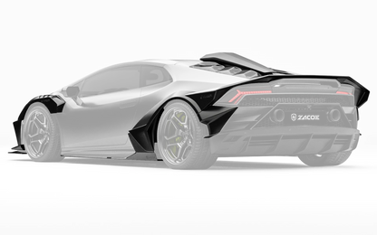 ZACOE Lamborghini Huracan EVO widebody carbon fiber kit rear three quarter view