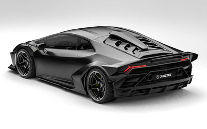 ZACOE Lamborghini Huracan EVO widebody carbon fiber kit rear three quarter view