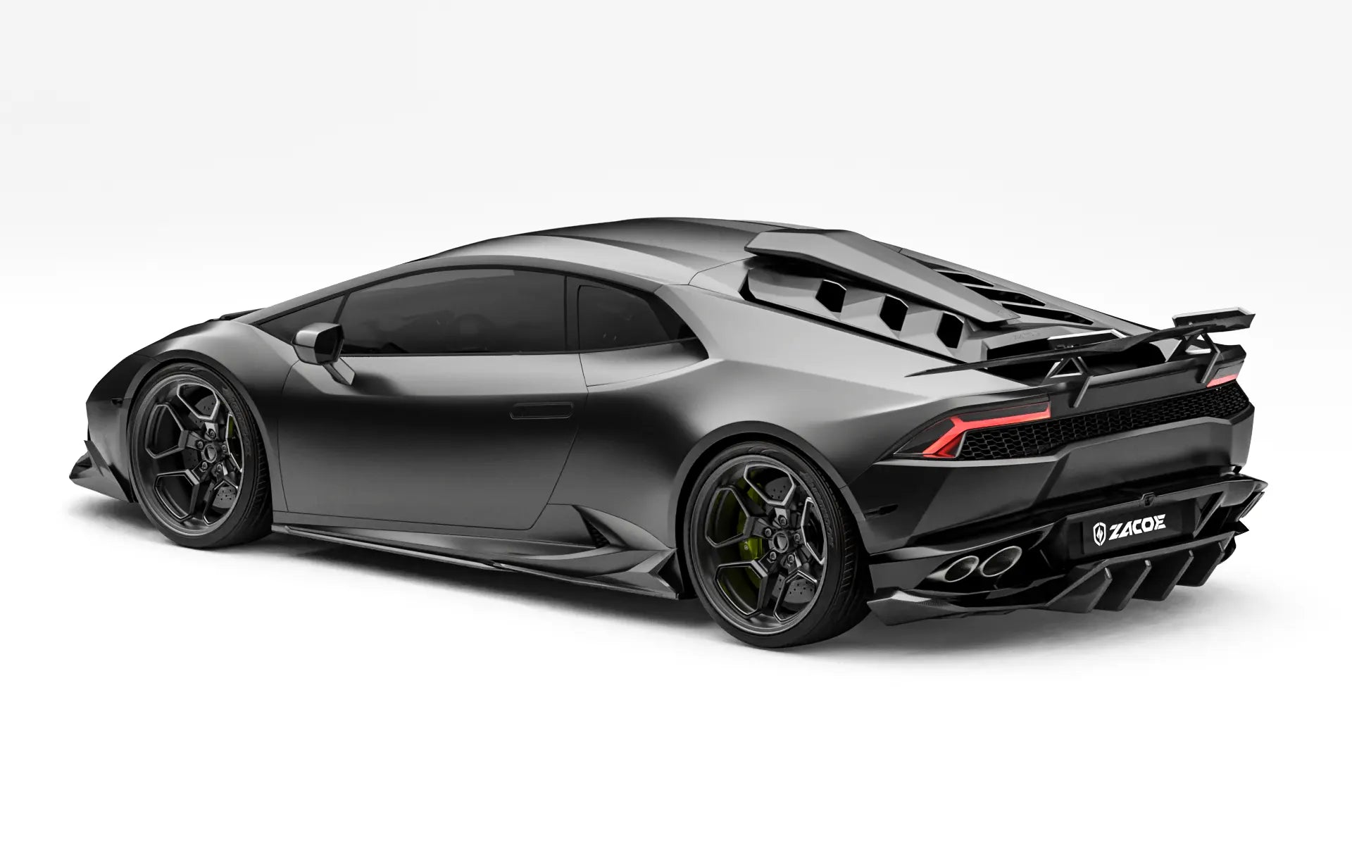 ZACOE Lamborghini Huracan LP610-4 carbon fiber body kit rear three quarter view