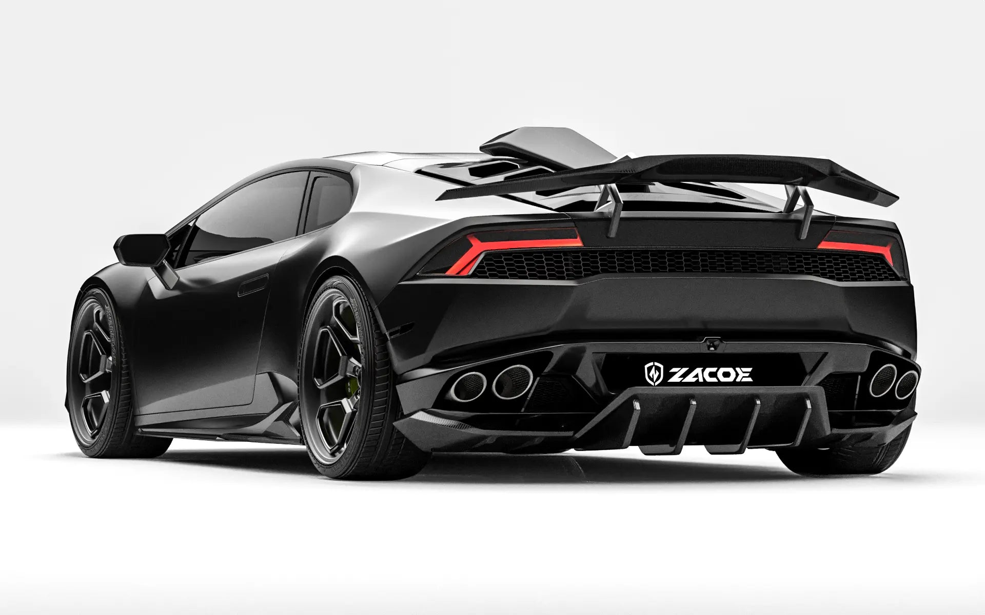 ZACOE Lamborghini Huracan LP610-4 carbon fiber body kit rear three quarter view