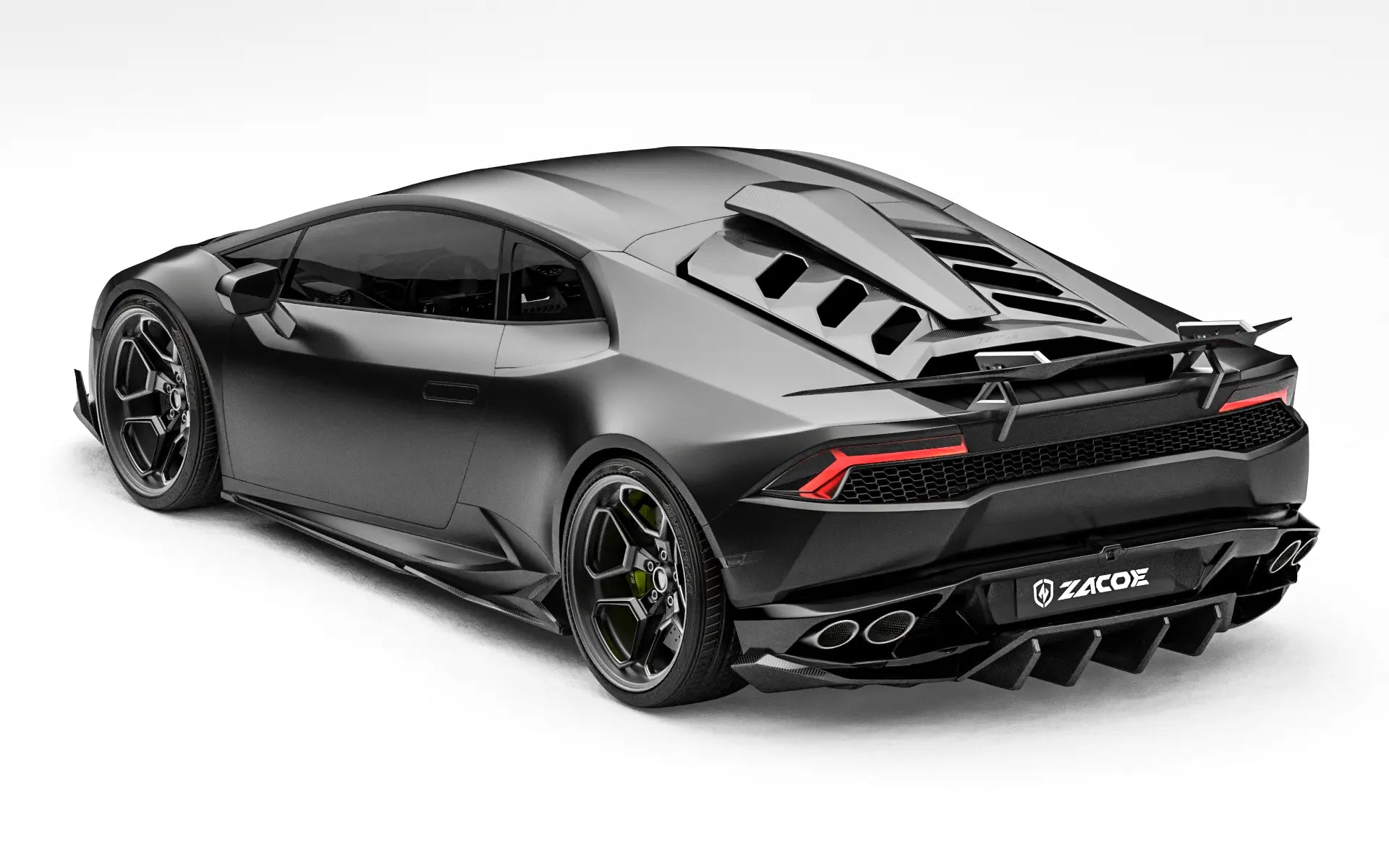 ZACOE Lamborghini Huracan LP610-4 carbon fiber body kit rear three quarter view