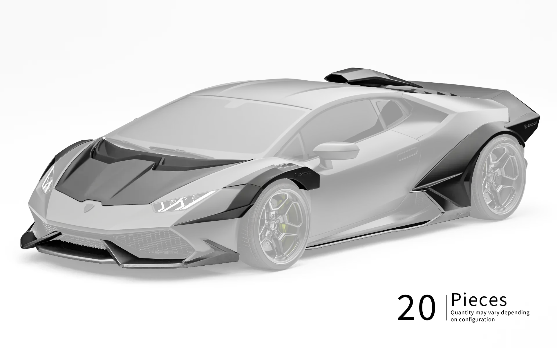 ZACOE Lamborghini Huracan LP610-4 widebody carbon fiber kit front three quarter view