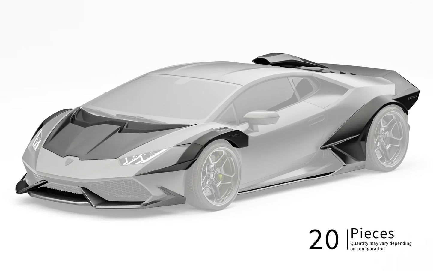 ZACOE Lamborghini Huracan LP610-4 widebody carbon fiber kit front three quarter view