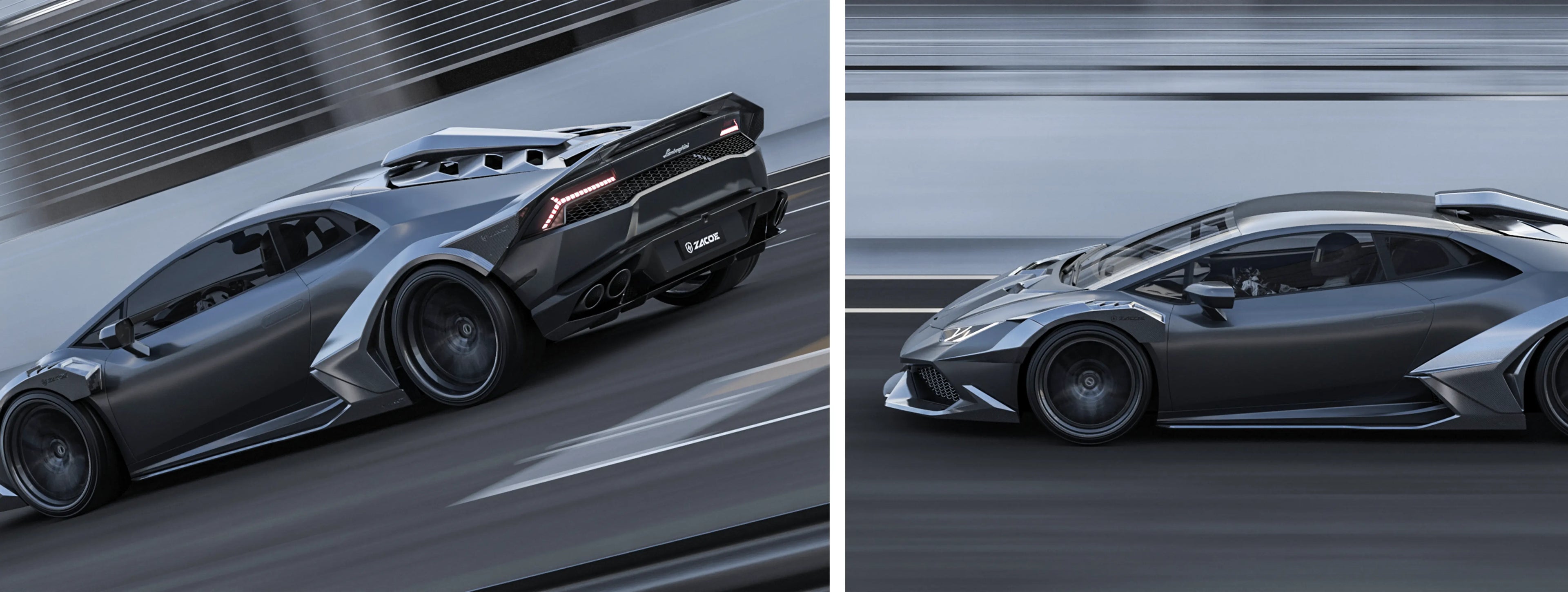 ZACOE Lamborghini Huracan LP610-4 widebody carbon fiber kit street scene 2