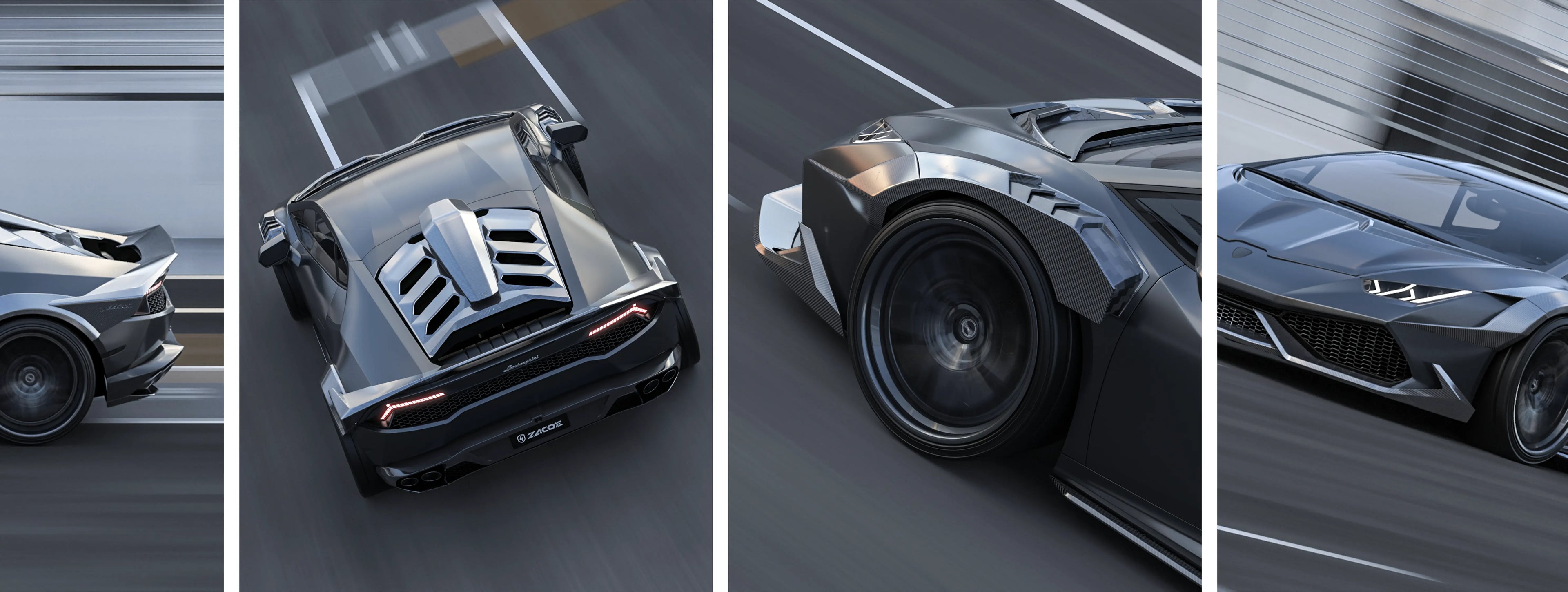 ZACOE Lamborghini Huracan LP610-4 widebody carbon fiber kit street scene 3