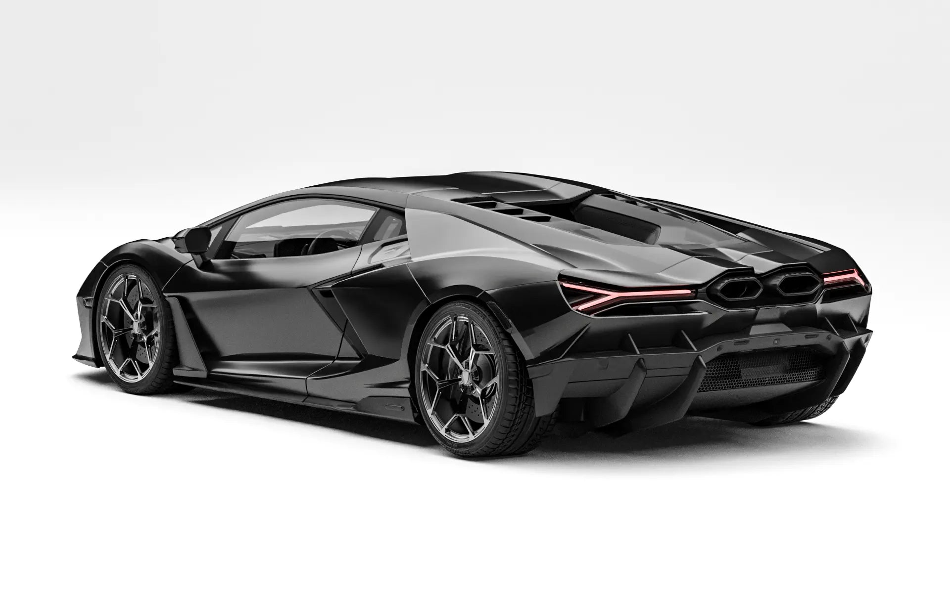 Lamborghini Revuelto before widebody rear three quarter view