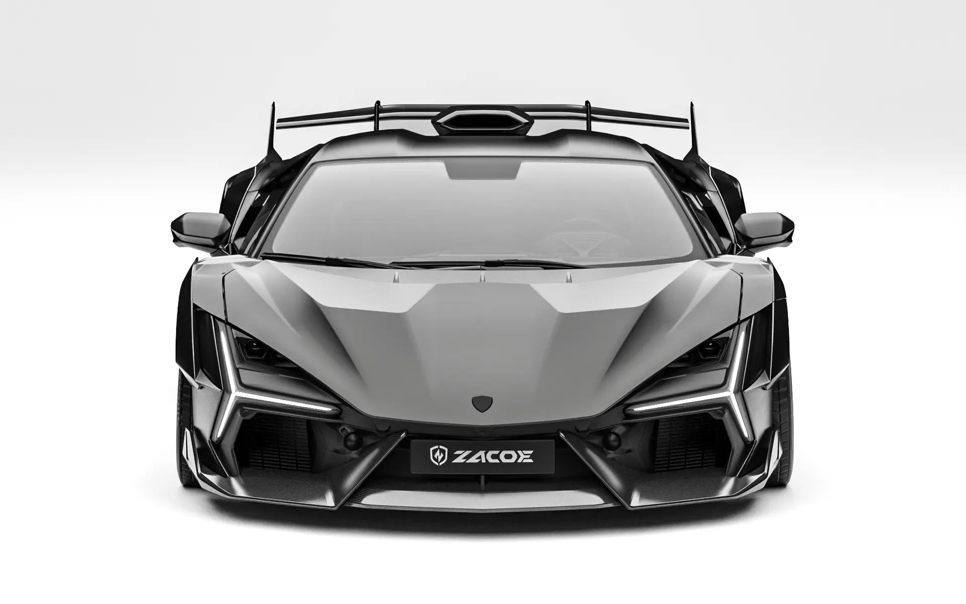 ZACOE Lamborghini Revuelto widebody carbon aero kit front view