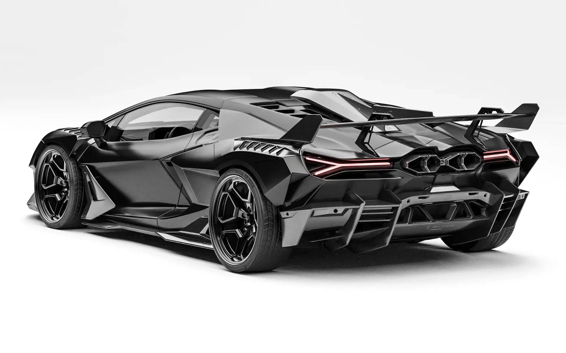 ZACOE Lamborghini Revuelto widebody carbon aero kit rear three quarter view