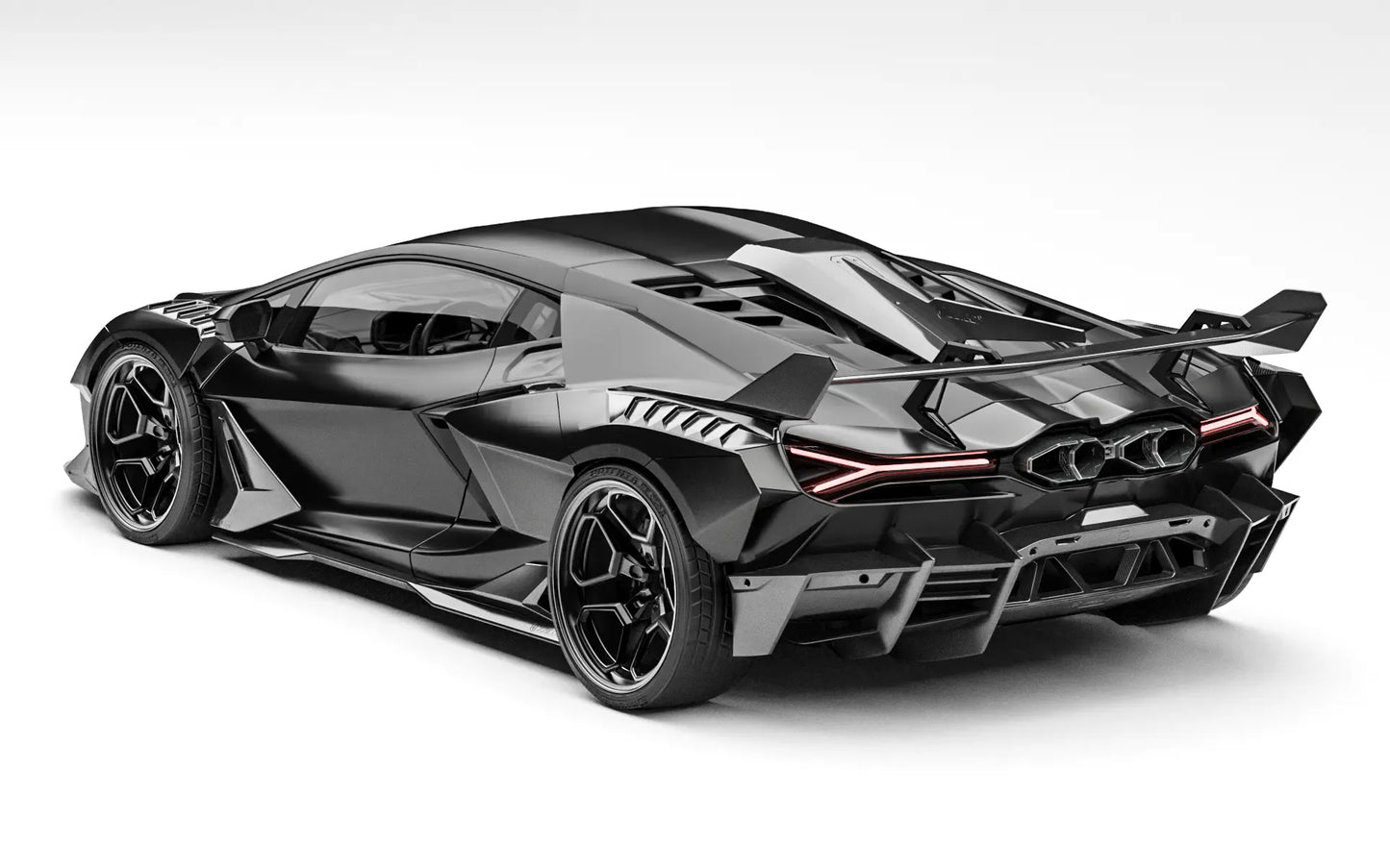 ZACOE Lamborghini Revuelto widebody carbon aero kit rear three quarter view