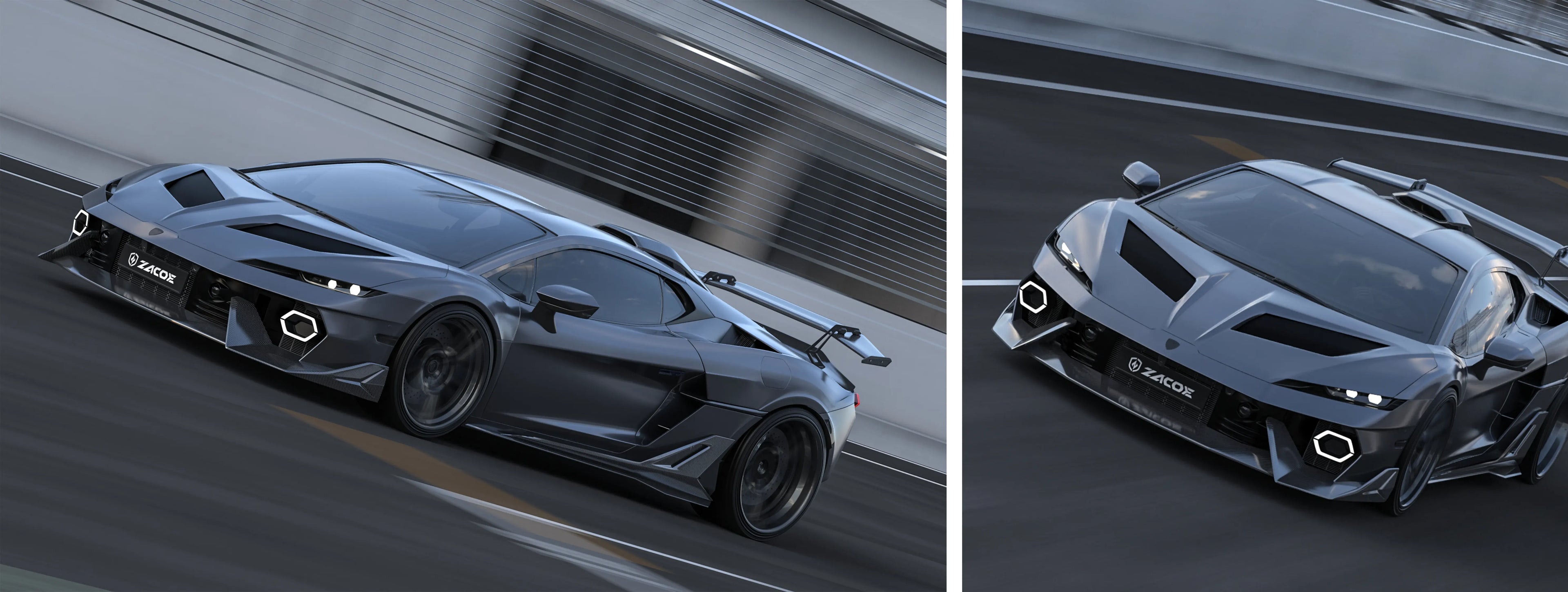 ZACOE Lamborghini Temerario carbon fiber body kit on road scene1