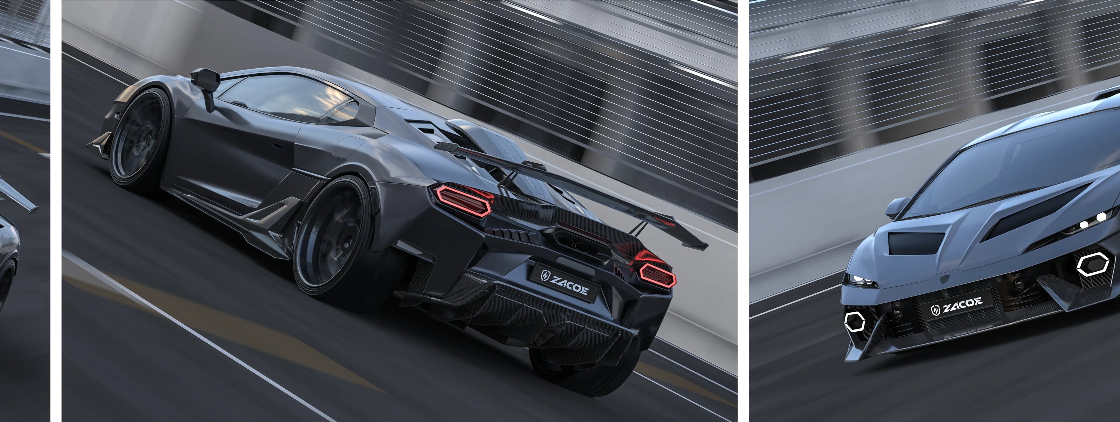 ZACOE Lamborghini Temerario carbon fiber body kit on road scene2