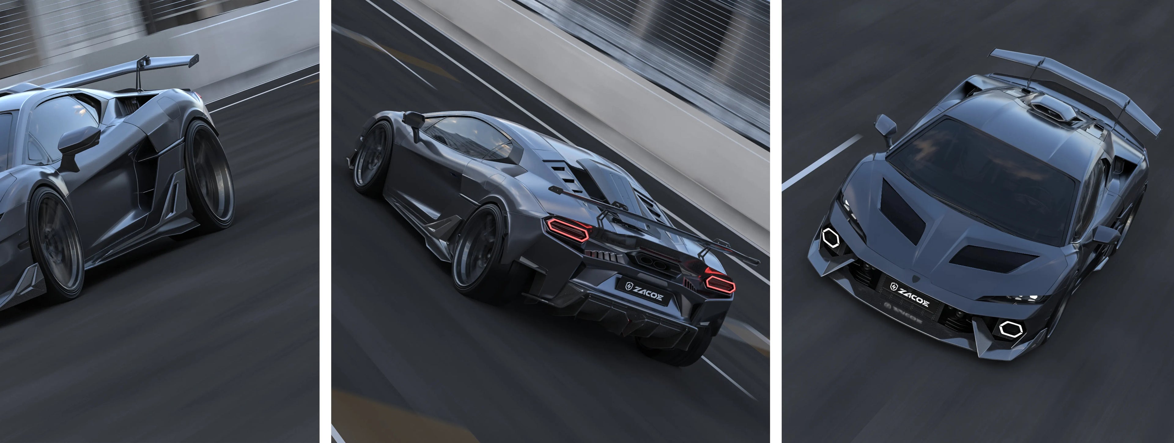 ZACOE Lamborghini Temerario carbon fiber body kit on road scene3