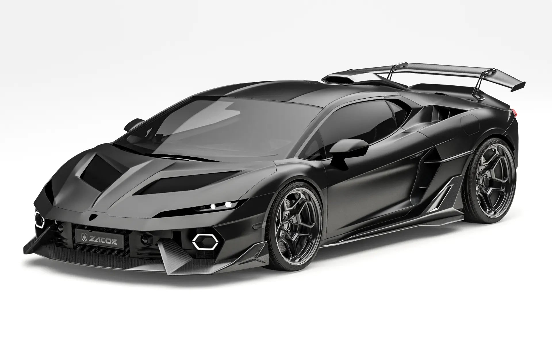 ZACOE Lamborghini Temerario carbon fiber body kit front three quarter view