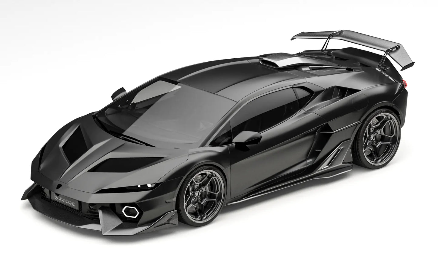 ZACOE Lamborghini Temerario carbon fiber body kit front three quarter view